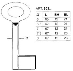 Toon details voor Klaviersleutel pijp art. 803 - 7.5mm Afbeelding van Klaviersleutel pijp art. 803 - 7.5mm