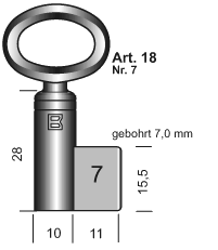 Toon details voor Hangslotsleutel Art. 18 inw 7mm Afbeelding van Hangslotsleutel Art. 18 inw 7mm