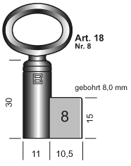 Toon details voor Hangslotsleutel Art. 18 inw 8mm Afbeelding van Hangslotsleutel Art. 18 inw 8mm