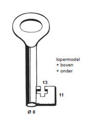 Toon details voor Nemef klaviersleutel art. 808L B (bovenkruis) Afbeelding van Nemef klaviersleutel art. 808L B (bovenkruis)