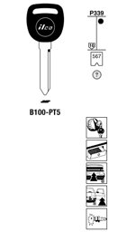 Toon details voor Silca Transpondersleutel brass B100-PT5 Afbeelding van Silca Transpondersleutel brass B100-PT5