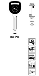 Toon details voor Silca Transpondersleutel brass B99-PT5 Afbeelding van Silca Transpondersleutel brass B99-PT5