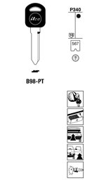 Toon details voor Silca Transpondersleutel brass B98-PT Afbeelding van Silca Transpondersleutel brass B98-PT