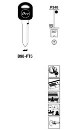 Toon details voor Silca Transpondersleutel brass B98-PT5 Afbeelding van Silca Transpondersleutel brass B98-PT5