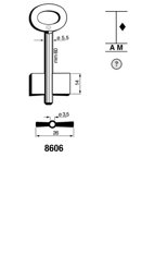 Toon details voor Silca Dubbelbaardsleutel ijzer 8606 Afbeelding van Silca Dubbelbaardsleutel ijzer 8606