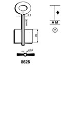 Toon details voor Silca Dubbelbaardsleutel ijzer 8626 Afbeelding van Silca Dubbelbaardsleutel ijzer 8626