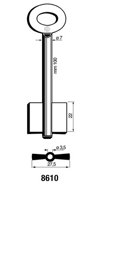 Toon details voor Silca Dubbelbaardsleutel ijzer 8610 Afbeelding van Silca Dubbelbaardsleutel ijzer 8610