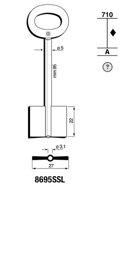 Toon details voor Silca Dubbelbaardsleutel ijzer 8695SSL Afbeelding van Silca Dubbelbaardsleutel ijzer 8695SSL
