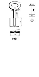 Toon details voor Silca Dubbelbaardsleutel ijzer 8961 Afbeelding van Silca Dubbelbaardsleutel ijzer 8961