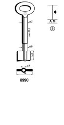 Toon details voor Silca Dubbelbaardsleutel ijzer 8990 Afbeelding van Silca Dubbelbaardsleutel ijzer 8990