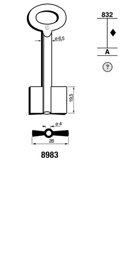 Toon details voor Silca Dubbelbaardsleutel ijzer 8983 Afbeelding van Silca Dubbelbaardsleutel ijzer 8983