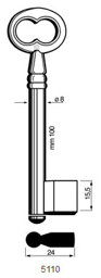 Toon details voor Silca dopsleutel 5110 100x8mm Afbeelding van Silca dopsleutel 5110 100x8mm