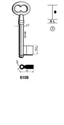 Toon details voor Silca Klaviersleutel ijzer pijp 6108 Afbeelding van Silca Klaviersleutel ijzer pijp 6108