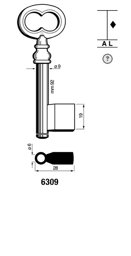Toon details voor Silca Klaviersleutel ijzer pijp 6309 Afbeelding van Silca Klaviersleutel ijzer pijp 6309