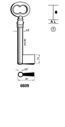 Toon details voor Silca Klaviersleutel ijzer pijp 6609 Afbeelding van Silca Klaviersleutel ijzer pijp 6609
