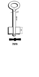 Toon details voor Silca Dubbelbaardsleutel ijzer 7979 Afbeelding van Silca Dubbelbaardsleutel ijzer 7979