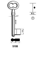 Toon details voor Silca Klaviersleutel ijzer dop 5108 Afbeelding van Silca Klaviersleutel ijzer dop 5108