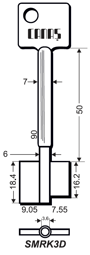 Toon details voor Dubbelbaardsleutel voor MAUER SMRK3D 90mm Afbeelding van Dubbelbaardsleutel voor MAUER SMRK3D 90mm
