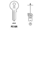 Toon details voor Silca Cilindersleutel staal PC18R Afbeelding van Silca Cilindersleutel staal PC18R