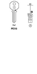 Toon details voor Silca Cilindersleutel staal PF210 Afbeelding van Silca Cilindersleutel staal PF210