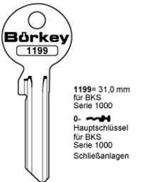 Toon details voor Borkey 1199 / 0 Cilindersleutel voor BKS Afbeelding van Borkey 1199 / 0 Cilindersleutel voor BKS