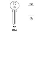 Toon details voor Silca Cilindersleutel nikkel MD4 Afbeelding van Silca Cilindersleutel nikkel MD4