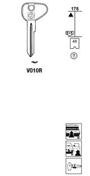 Toon details voor Silca Autosleutel z/plastic kop staal VO10R Afbeelding van Silca Autosleutel z/plastic kop staal VO10R