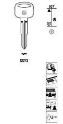 Toon details voor Silca Autosleutel z/plastic kop staal SSY3 Afbeelding van Silca Autosleutel z/plastic kop staal SSY3