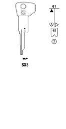 Toon details voor Silca Autosleutel z/plastic kop staal SX3 Afbeelding van Silca Autosleutel z/plastic kop staal SX3
