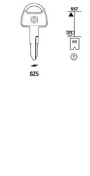 Toon details voor Silca Autosleutel z/plastic kop staal SZ5 Afbeelding van Silca Autosleutel z/plastic kop staal SZ5