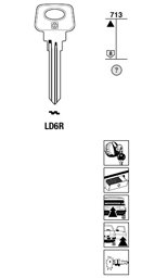 Toon details voor Silca Autosleutel z/plastic kop staal LD6R Afbeelding van Silca Autosleutel z/plastic kop staal LD6R