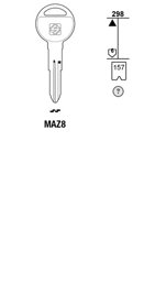 Toon details voor Silca Autosleutel z/plastic kop staal MAZ8 Afbeelding van Silca Autosleutel z/plastic kop staal MAZ8