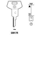 Toon details voor Silca Autosleutel z/plastic kop staal GM17R Afbeelding van Silca Autosleutel z/plastic kop staal GM17R