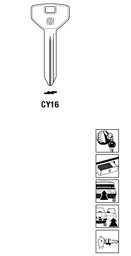 Toon details voor Silca Autosleutel z/plastic kop staal CY16 Afbeelding van Silca Autosleutel z/plastic kop staal CY16