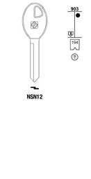 Toon details voor Silca Autosleutel z/plastic kop brass NSN12 Afbeelding van Silca Autosleutel z/plastic kop brass NSN12