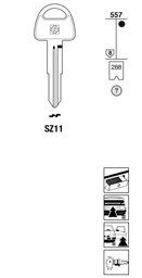 Toon details voor Silca Autosleutel z/plastic kop brass SZ11 Afbeelding van Silca Autosleutel z/plastic kop brass SZ11