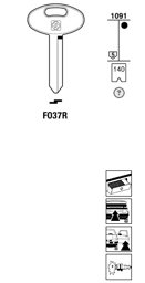Toon details voor Silca Autosleutel z/plastic kop brass FO37R Afbeelding van Silca Autosleutel z/plastic kop brass FO37R