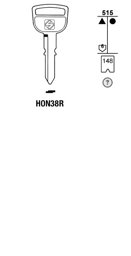Toon details voor Silca Autosleutel z/plastic kop brass HON38R Afbeelding van Silca Autosleutel z/plastic kop brass HON38R