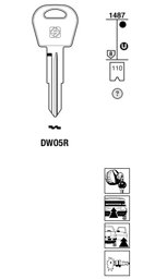 Toon details voor Silca Autosleutel z/plastic kop brass DWO5R Afbeelding van Silca Autosleutel z/plastic kop brass DWO5R