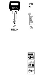 Toon details voor Silca Autosleutel plastic kop staal NE92P Afbeelding van Silca Autosleutel plastic kop staal NE92P