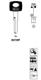 Toon details voor Silca Autosleutel plastic kop staal HU72RP Afbeelding van Silca Autosleutel plastic kop staal HU72RP