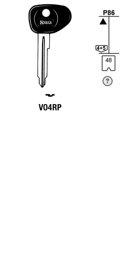 Toon details voor Silca Autosleutel plastic kop brass VO4RP Afbeelding van Silca Autosleutel plastic kop brass VO4RP