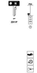 Toon details voor Silca Autosleutel plastic kop brass ZD11P Afbeelding van Silca Autosleutel plastic kop brass ZD11P