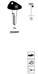 Toon details voor Silca Autosleutel plastic kop brass ZD28RFP Afbeelding van Silca Autosleutel plastic kop brass ZD28RFP