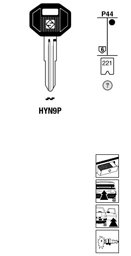 Toon details voor Silca Autosleutel plastic kop brass HYN9P Afbeelding van Silca Autosleutel plastic kop brass HYN9P