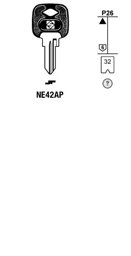 Toon details voor Silca Autosleutel plastic kop brass NE42AP Afbeelding van Silca Autosleutel plastic kop brass NE42AP