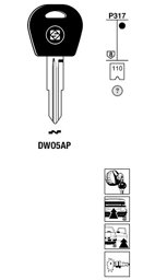 Toon details voor Silca Autosleutel plastic kop brass DWO5AP Afbeelding van Silca Autosleutel plastic kop brass DWO5AP