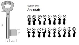 Toon details voor BKS klaviersleutel art.  512B- 50B /76 Afbeelding van BKS klaviersleutel art.  512B- 50B /76