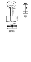 Toon details voor Silca Dubbelbaardsleutel ijzer 8958/1 Afbeelding van Silca Dubbelbaardsleutel ijzer 8958/1