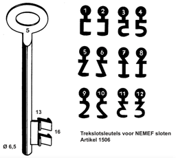 Toon details voor Nemef klaviersleutel art. 829N /9 Afbeelding van Nemef klaviersleutel art. 829N /9
